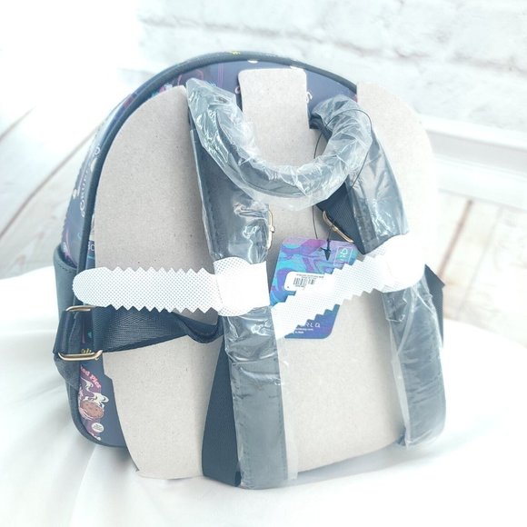 Disney Blue Villains Multicolor Adjustable Strap Outer Pockets Mini Backpack - Picture 2 of 14